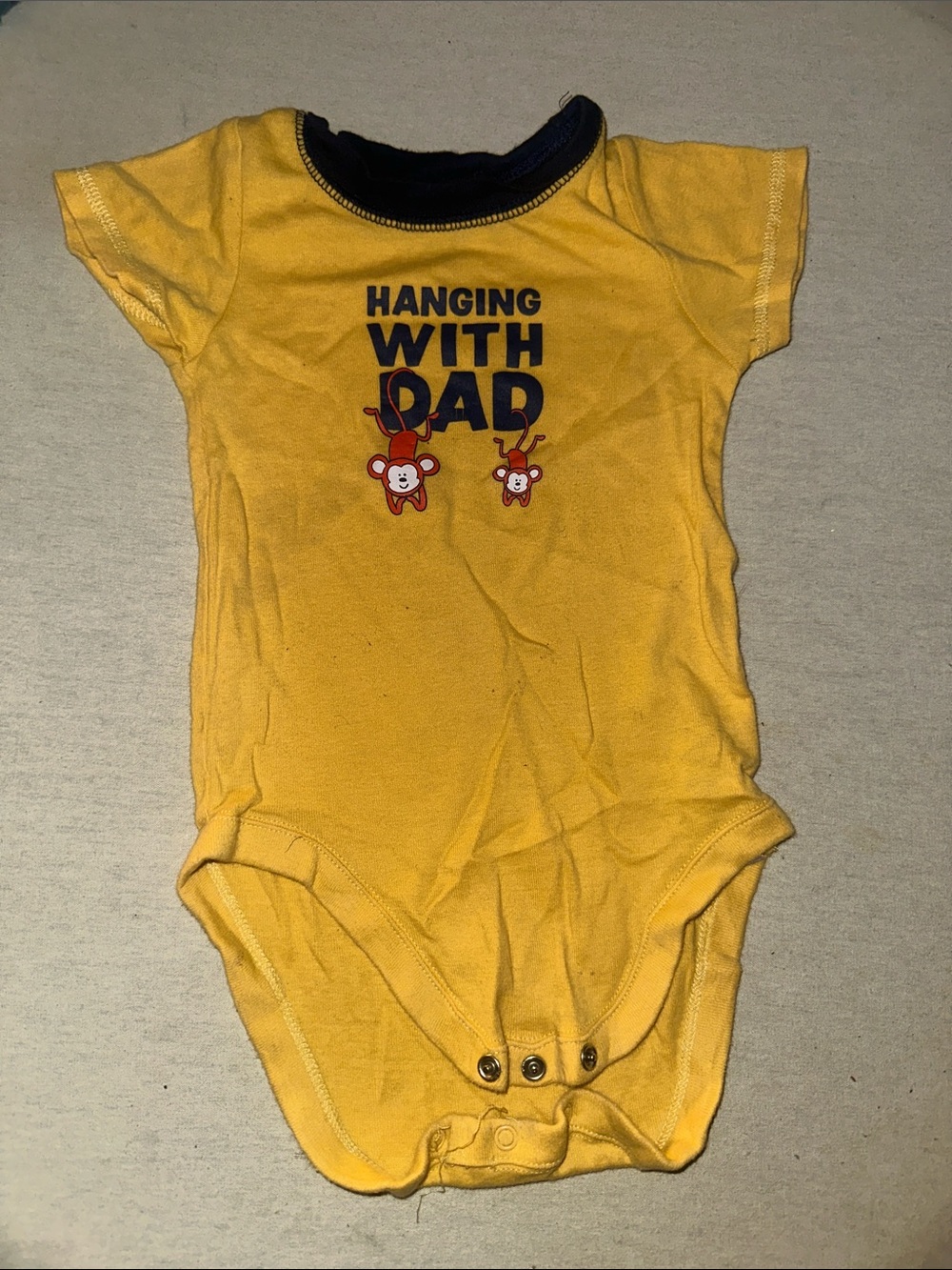 Kids Size 18-24M Yellow One-Piece Bodysuit - 'Hanging With Dad'